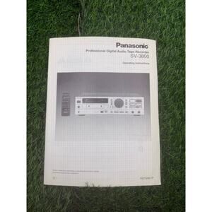 Panasonic SV-3800 DAT Digital Audio Tape Recorder Owner’s Manual